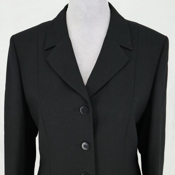St Michael Marks & Spencer Jacket Womens 12 Wool Black Long Blazer Lined Career - Picture 7 of 15